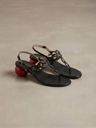 Sandali Gioiello in Vera Pelle Nera