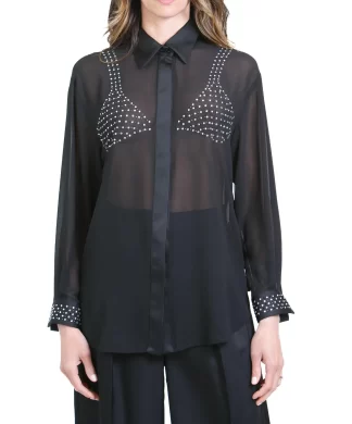 Simona Corsellini camicia gioiello nera